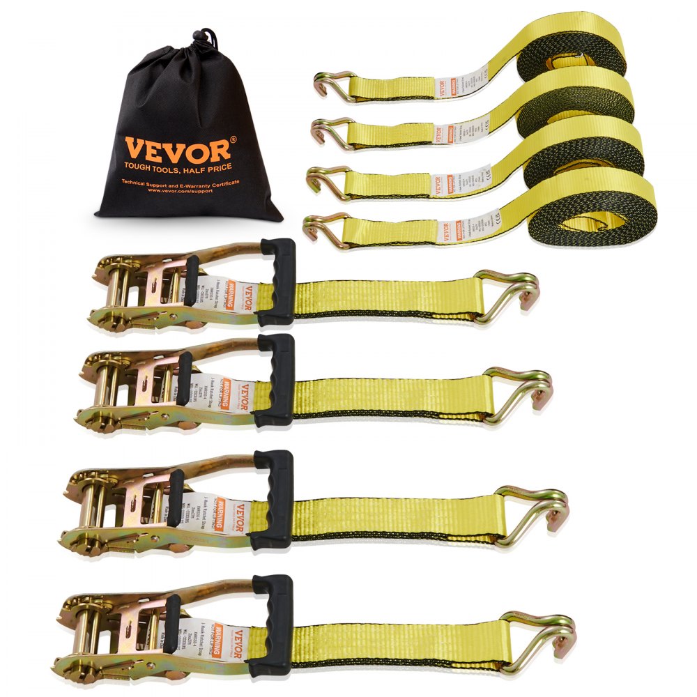 XMRS50-4 - 4PK VEVOR 27' Ratchet Tie Down Straps with 10000 lb Strength
