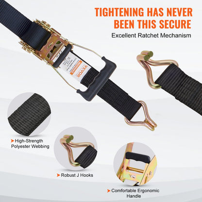 XMRS50-4-3 - Heavy-Duty 2" x 8' Polyester Tie Down Straps (4-Pack)