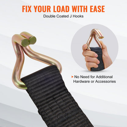 XMRS50-4-3 - Heavy-Duty 2" x 8' Polyester Tie Down Straps (4-Pack)