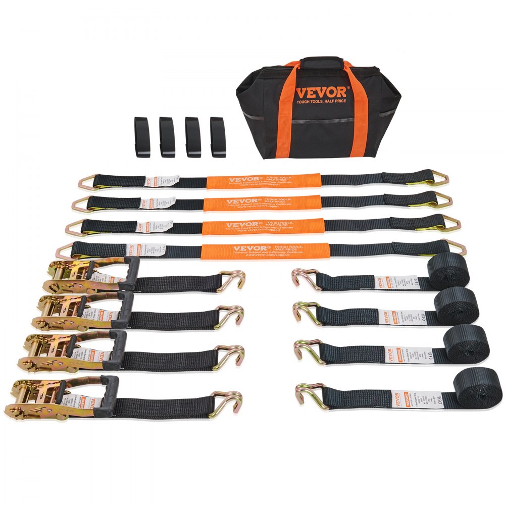 XMRS50-4-3 - Heavy-Duty 2" x 8' Polyester Tie Down Straps (4-Pack)