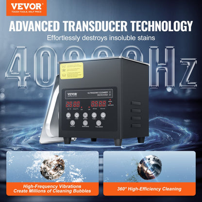 KZ-F2 - VEVOR 2L Ultrasonic Cleaner, 40 kHz with Digital Control