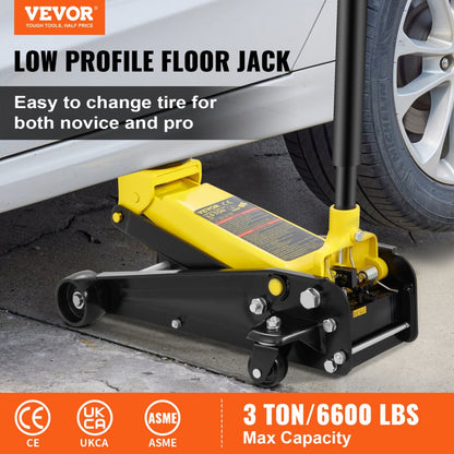 S508 - 3 Ton Low-Profile Hydraulic Jack, Lifts 5.12" to 20"
