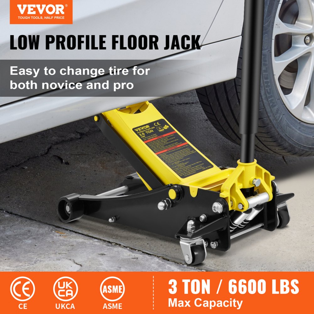 K500 - 3 Ton Low Profile Steel Floor Jack with Dual Pump