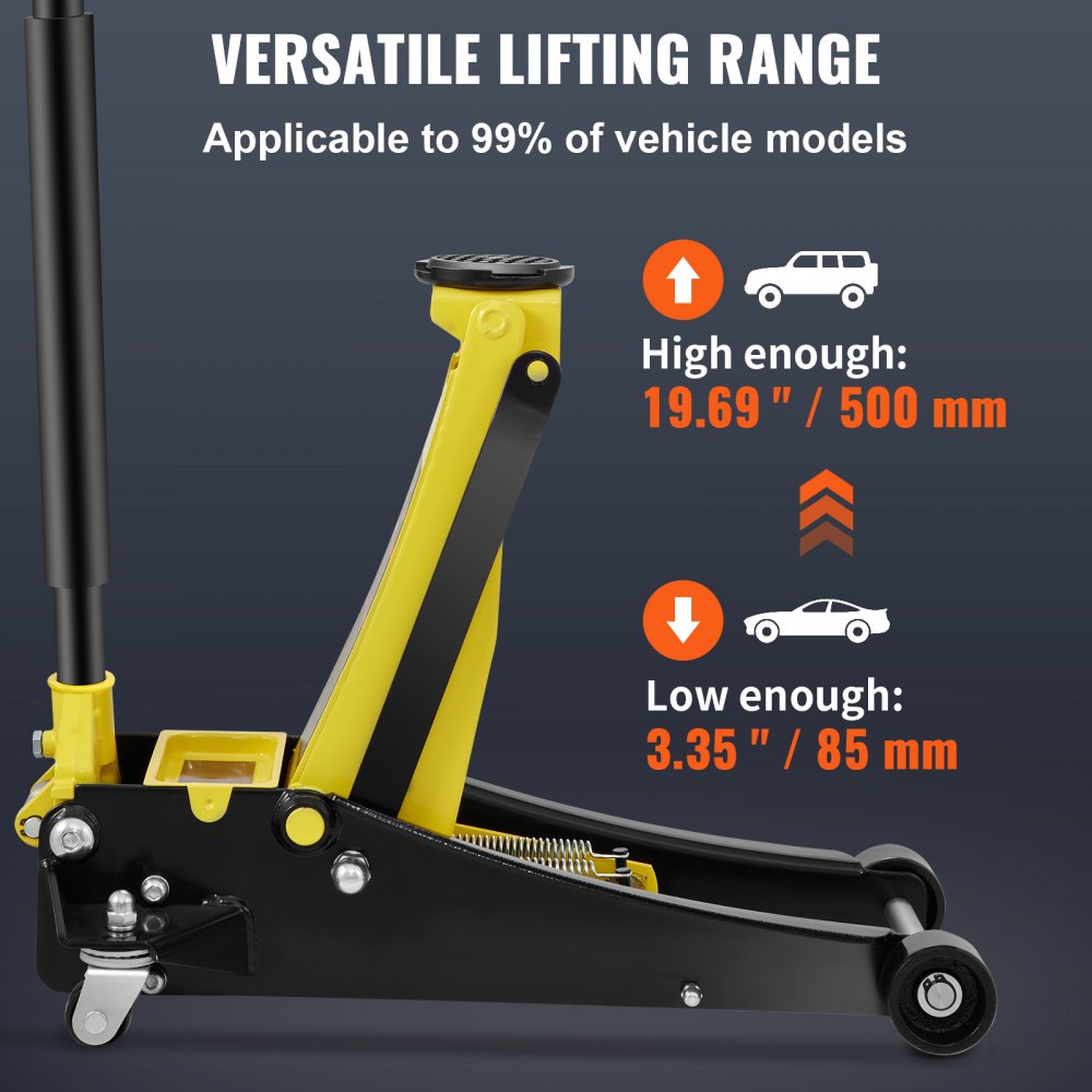 K500 - 3 Ton Low Profile Steel Floor Jack with Dual Pump