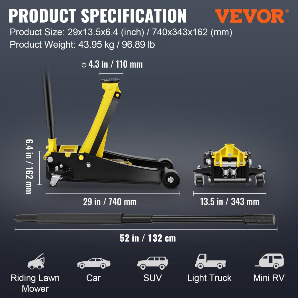K560 - 4 Ton Low Profile Floor Jack for Easy Vehicle Lifting