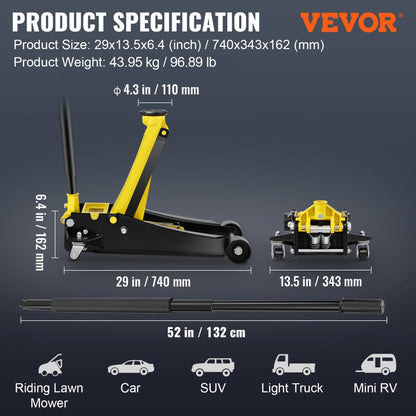 K560 - 4 Ton Low Profile Floor Jack for Easy Vehicle Lifting