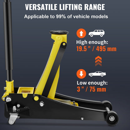 K500 - VEVOR 3 Ton Low Profile Steel Floor Jack with Quick Lift
