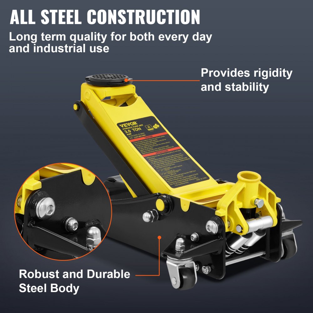 K500 - VEVOR 3 Ton Low Profile Steel Floor Jack with Quick Lift
