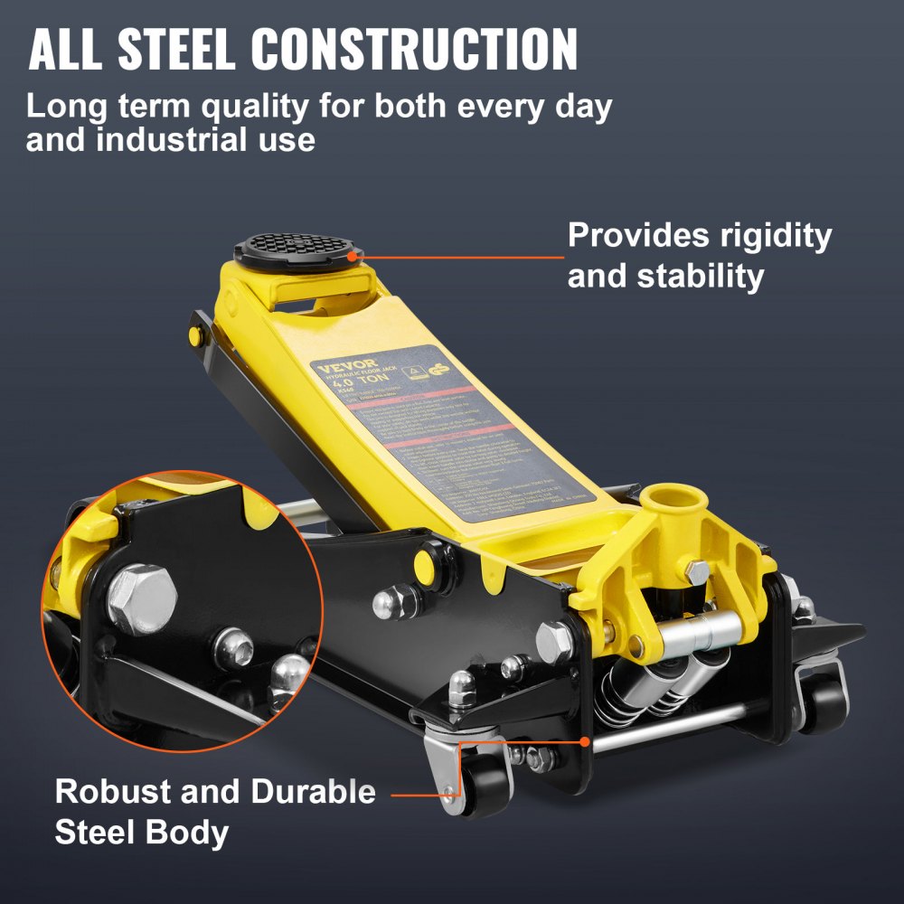 K560 - 4 Ton Low Profile Steel Floor Jack for Compact Cars