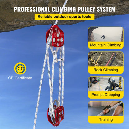 010419141489 - High-Strength 1/2" x 200Ft Double Pulley Block & Tackle
