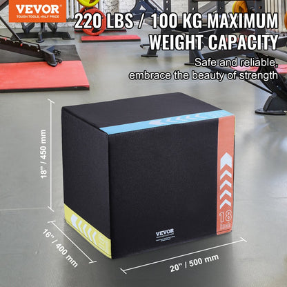SS-Z-20-18-16 - Adjustable 3-in-1 Plyometric Jump Box for Home Gym