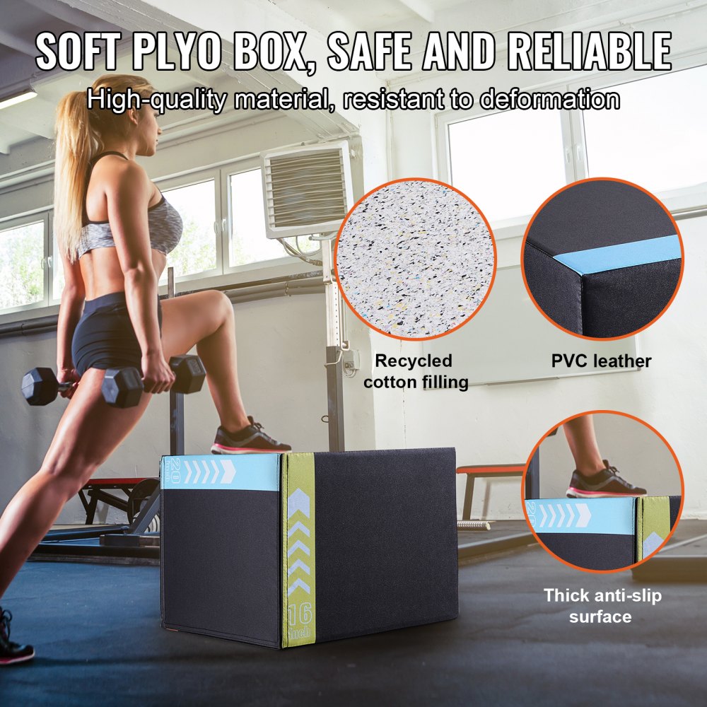 SS-Z-20-18-16 - Adjustable 3-in-1 Plyometric Jump Box for Home Gym