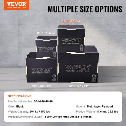 SS-M-20-18-16 - Versatile 3-in-1 Jump Box for Home Workouts