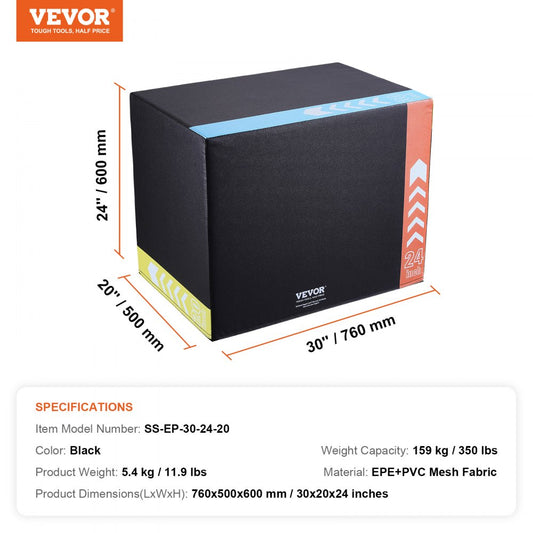 SS-EP-30-24-20 - Adjustable 3-in-1 Plyo Box for Home Gym Workouts