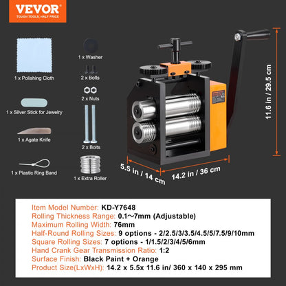 KD-Y7648 - VEVOR 76mm Rolling Mill for Jewelry Making