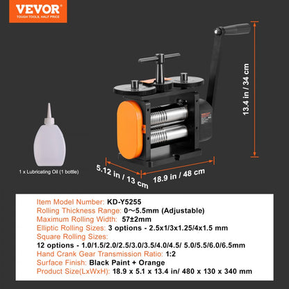 KD-Y5255 - VEVOR 2.24" Rolling Mill for Jewelry Making, Up to 5.5mm