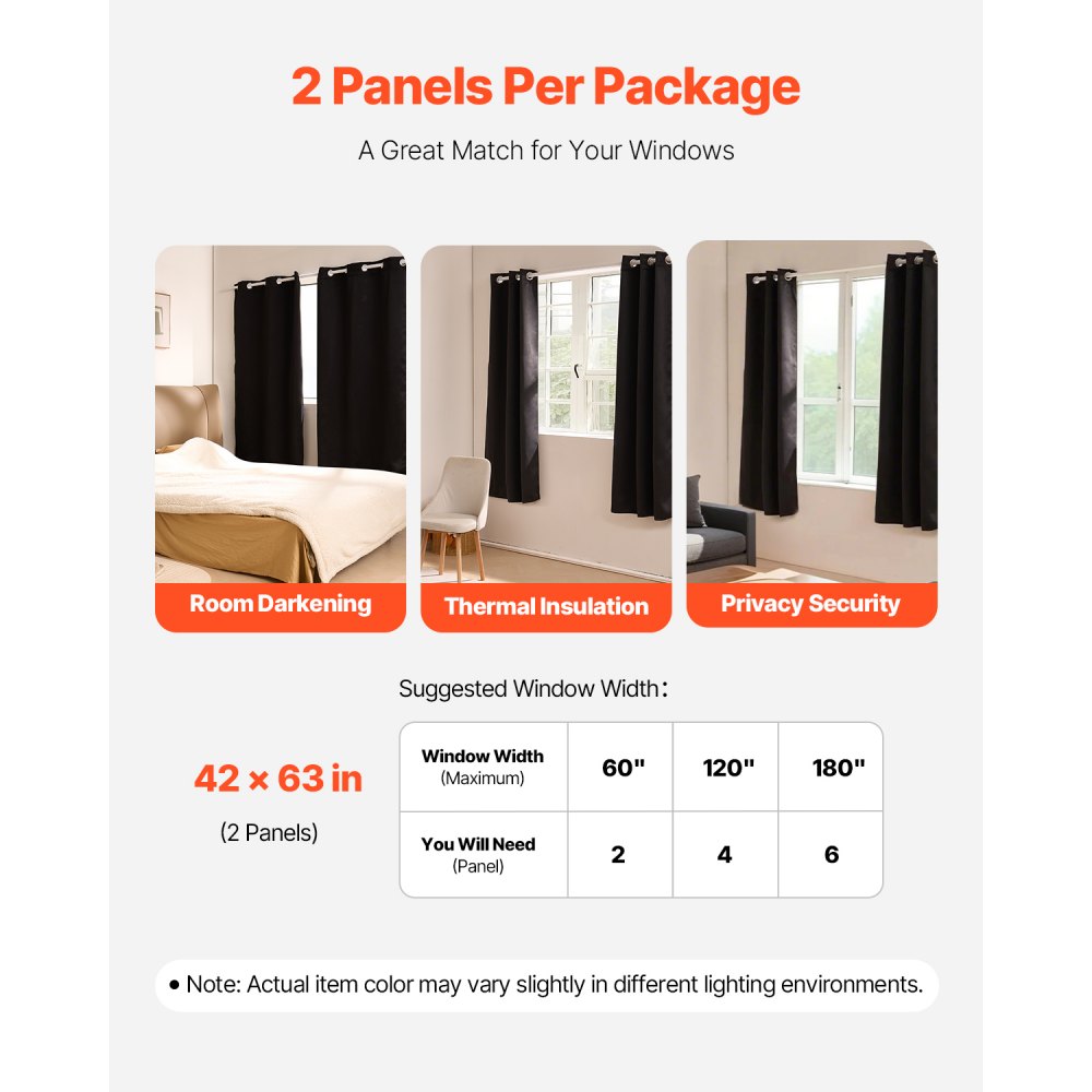 24016DCHS133213 - Triple-Weave 42x63" Blackout Curtains, Set of 2 Panels