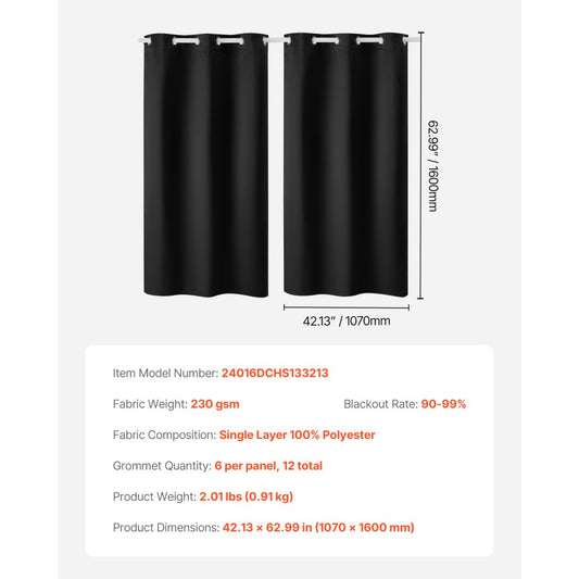 24016DCHS133213 - Triple-Weave 42x63" Blackout Curtains, Set of 2 Panels