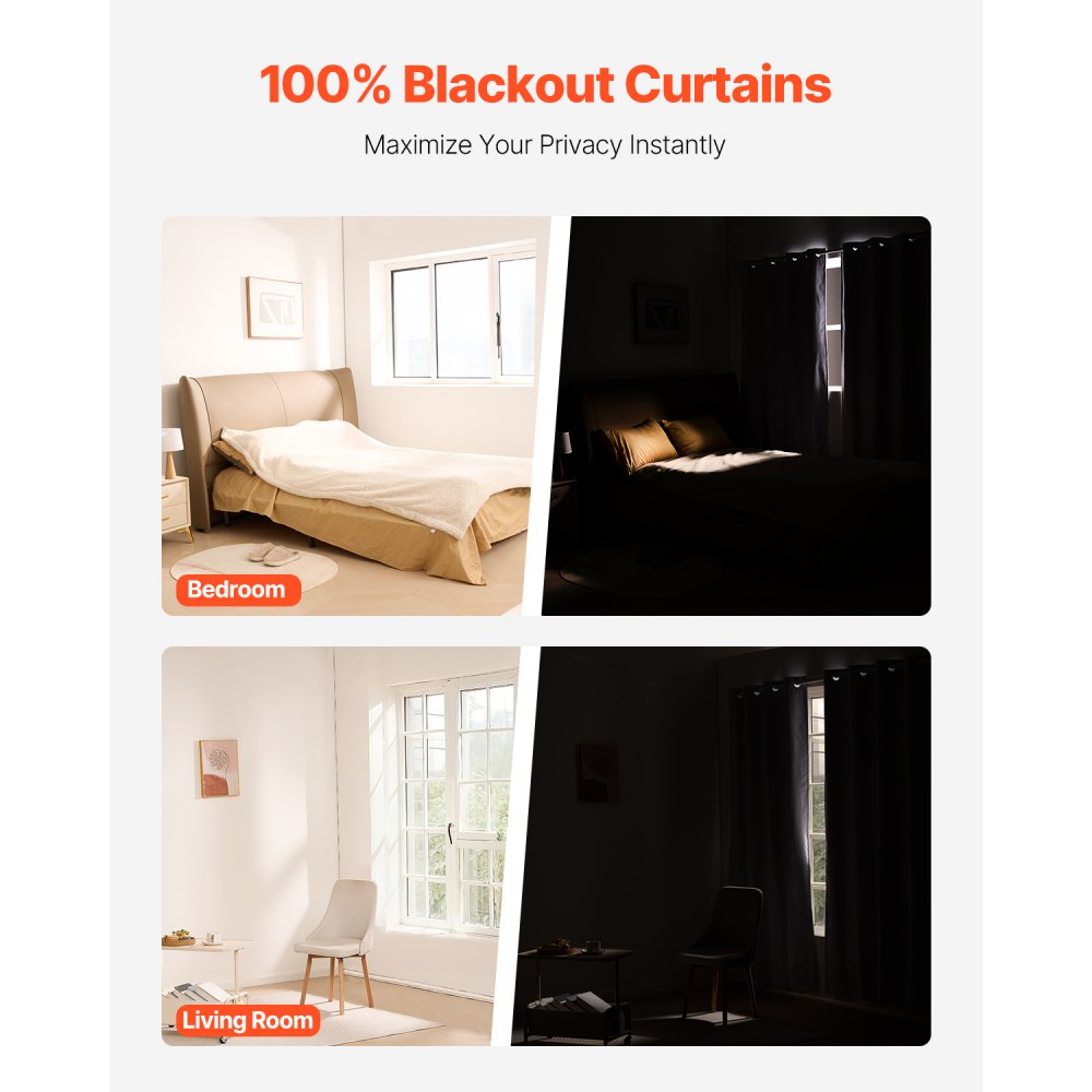 24016BSFH133213 - Triple-Layer 52x84 Blackout Curtains for Light Blocking