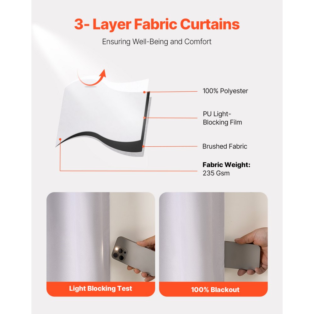 24016BSFH133213 - Triple-Layer 52x84 Blackout Curtains for Light Blocking