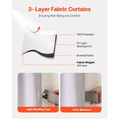 24016BSFH133213 - Triple-Layer 52x84 Blackout Curtains for Light Blocking