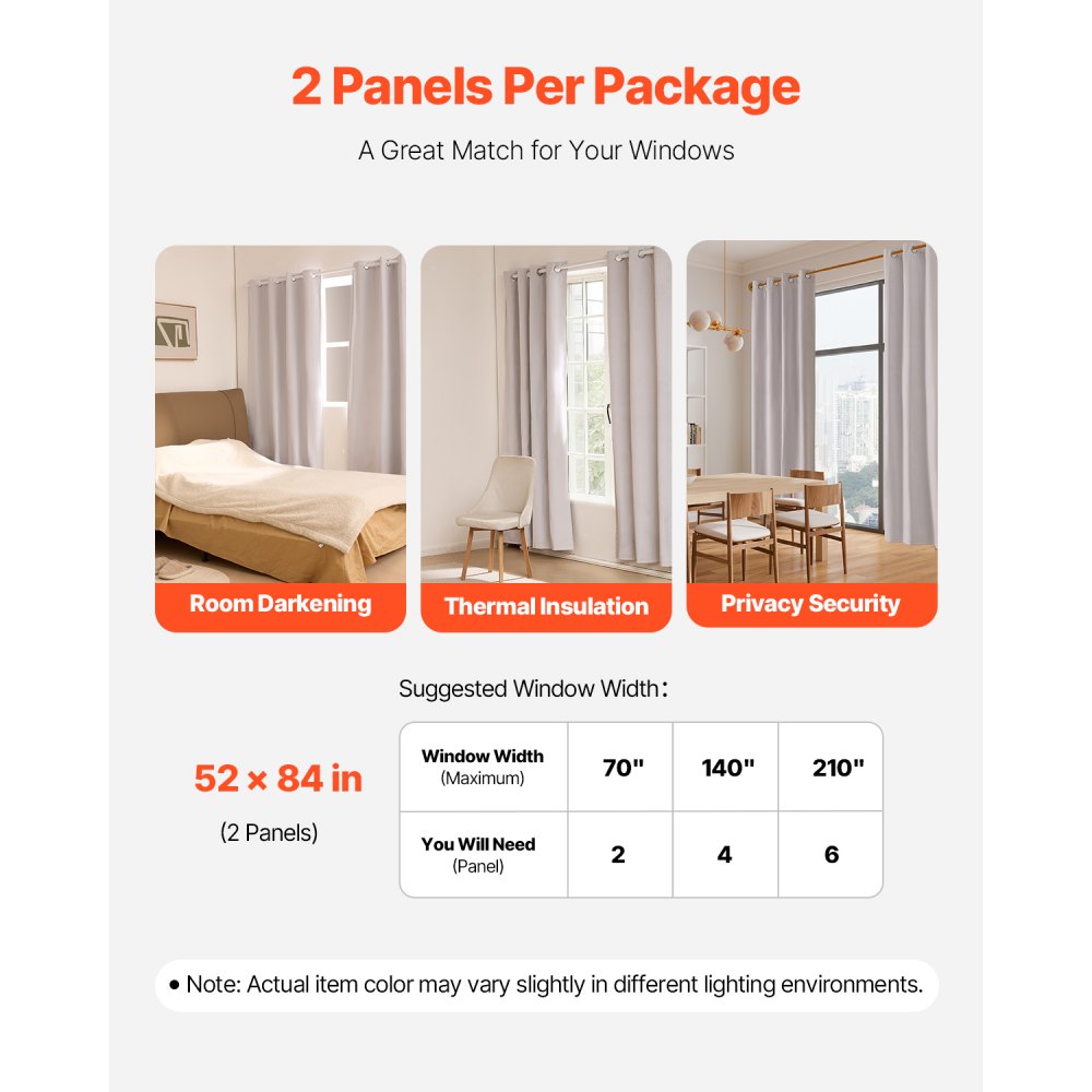24016BSFH133213 - Triple-Layer 52x84 Blackout Curtains for Light Blocking