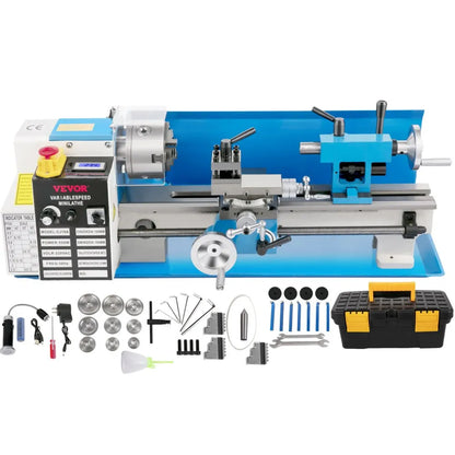 010631700507 - Compact 7"x14" Wood Lathe with 550W Motor & LED Light