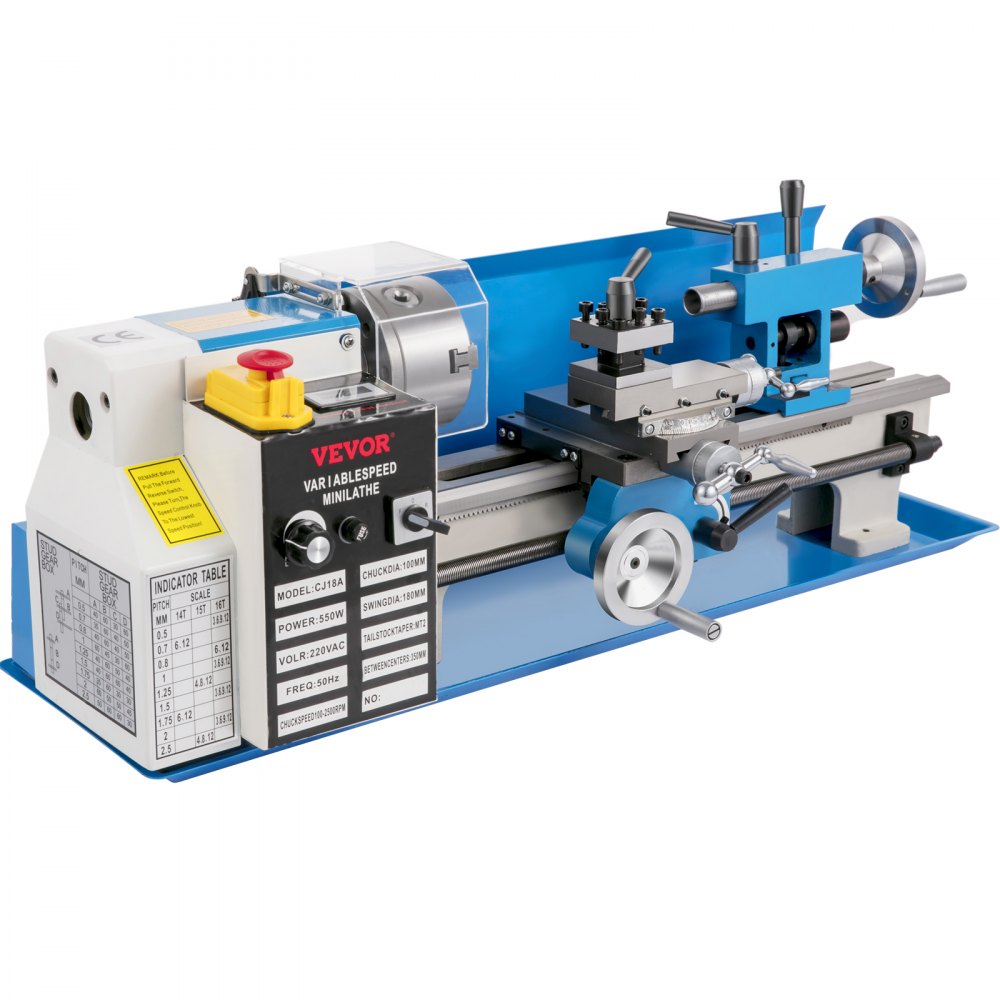 010631700507 - Compact 7"x14" Wood Lathe with 550W Motor & LED Light