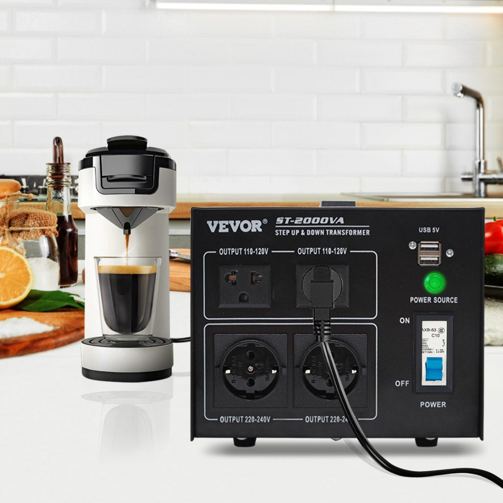 ST-2000VA - Compact 2000W Voltage Converter with Multi-Outlet Design