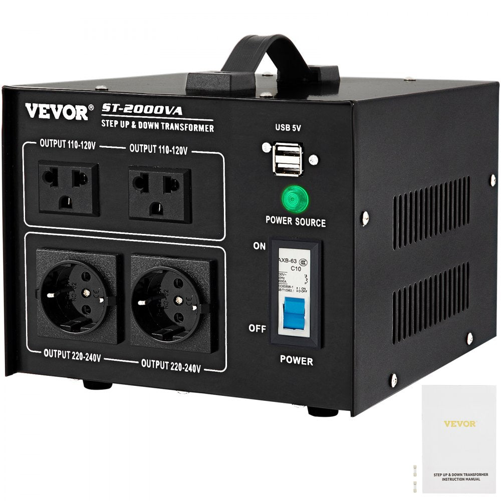 ST-2000VA - Compact 2000W Voltage Converter with Multi-Outlet Design