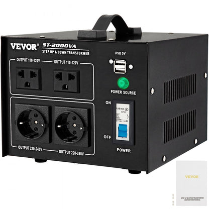 ST-2000VA - Compact 2000W Voltage Converter with Multi-Outlet Design