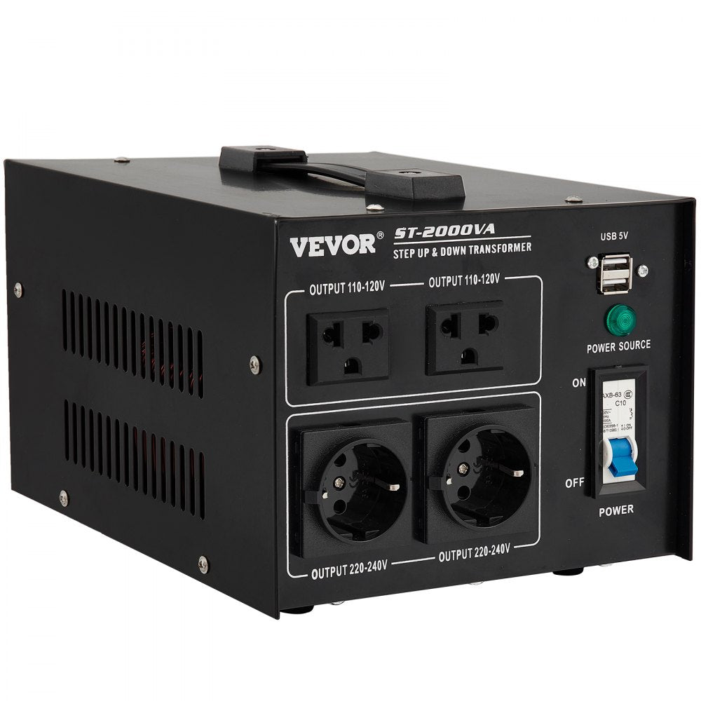 ST-2000VA - Compact 2000W Voltage Converter with Multi-Outlet Design