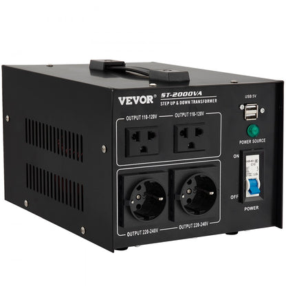 ST-2000VA - Compact 2000W Voltage Converter with Multi-Outlet Design