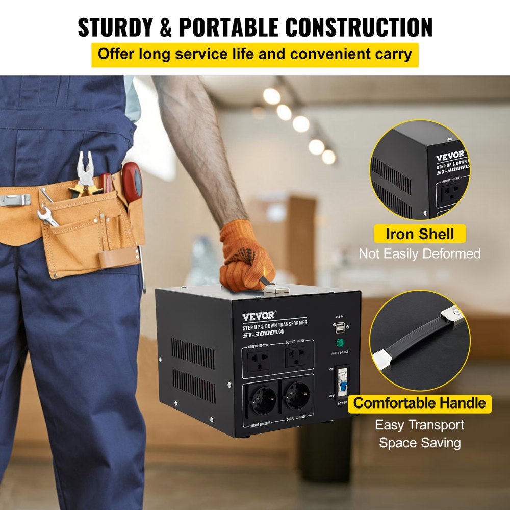 ST-3000VA - Powerful 3000W Voltage Converter with 4 AC Outlets