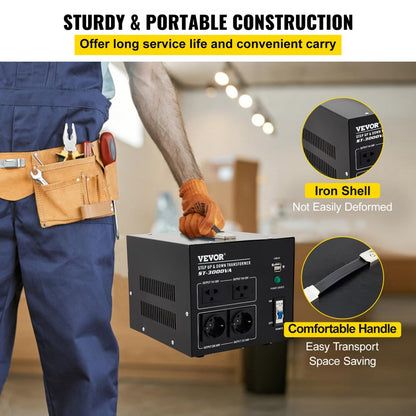 ST-3000VA - Powerful 3000W Voltage Converter with 4 AC Outlets