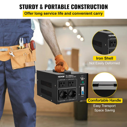 ST-1000VA - 1000W Voltage Converter with Multiple AC Outlets