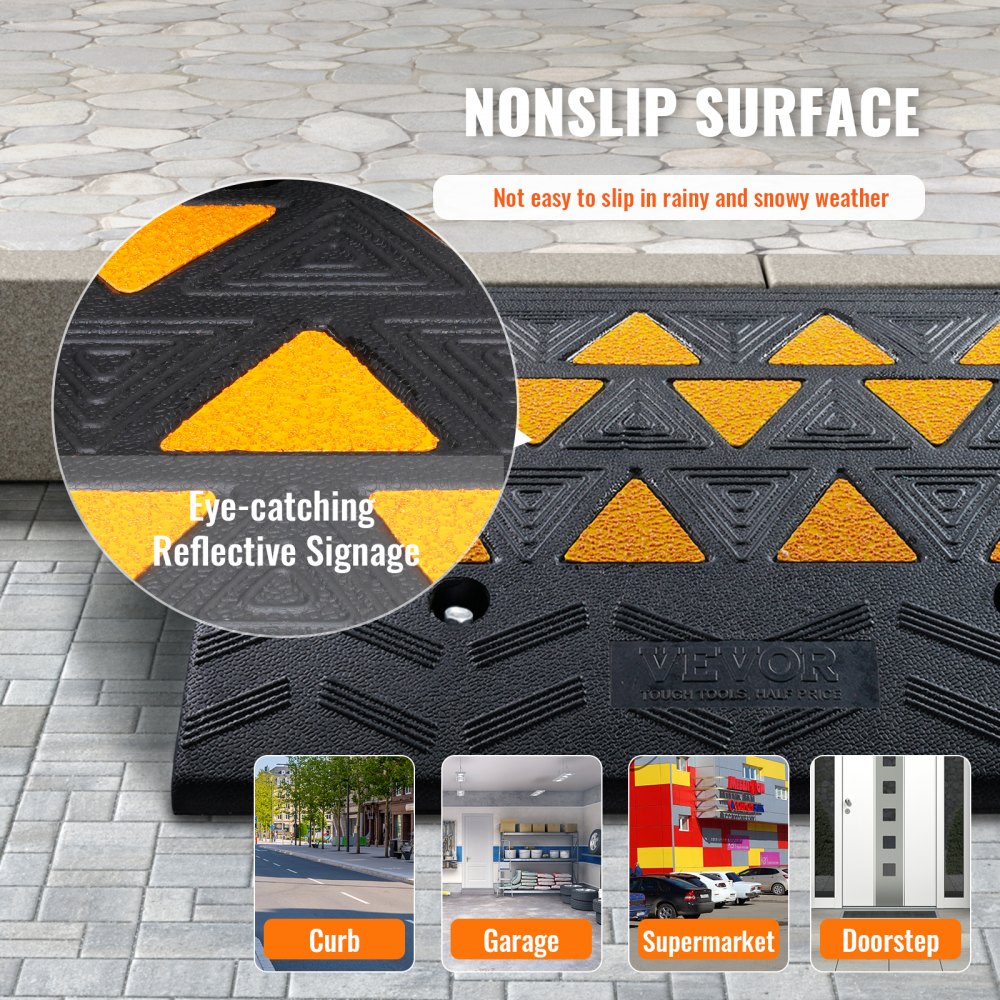 S001 - Heavy Duty Rubber Curb Ramp 6" Rise for Vehicles and Wheelchairs