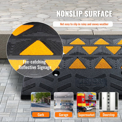 S001 - Heavy Duty Rubber Curb Ramp 6" Rise for Vehicles and Wheelchairs