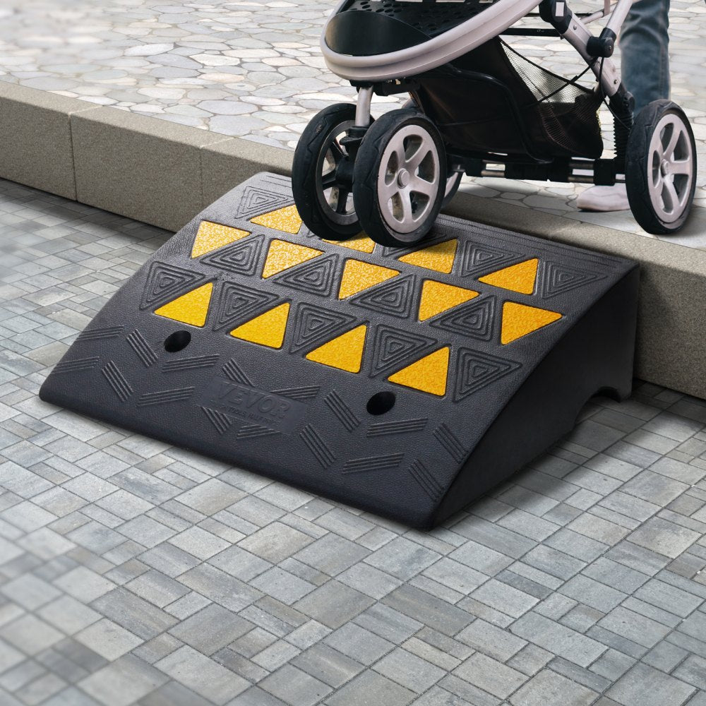 S001 - Heavy Duty Rubber Curb Ramp 6" Rise for Vehicles and Wheelchairs