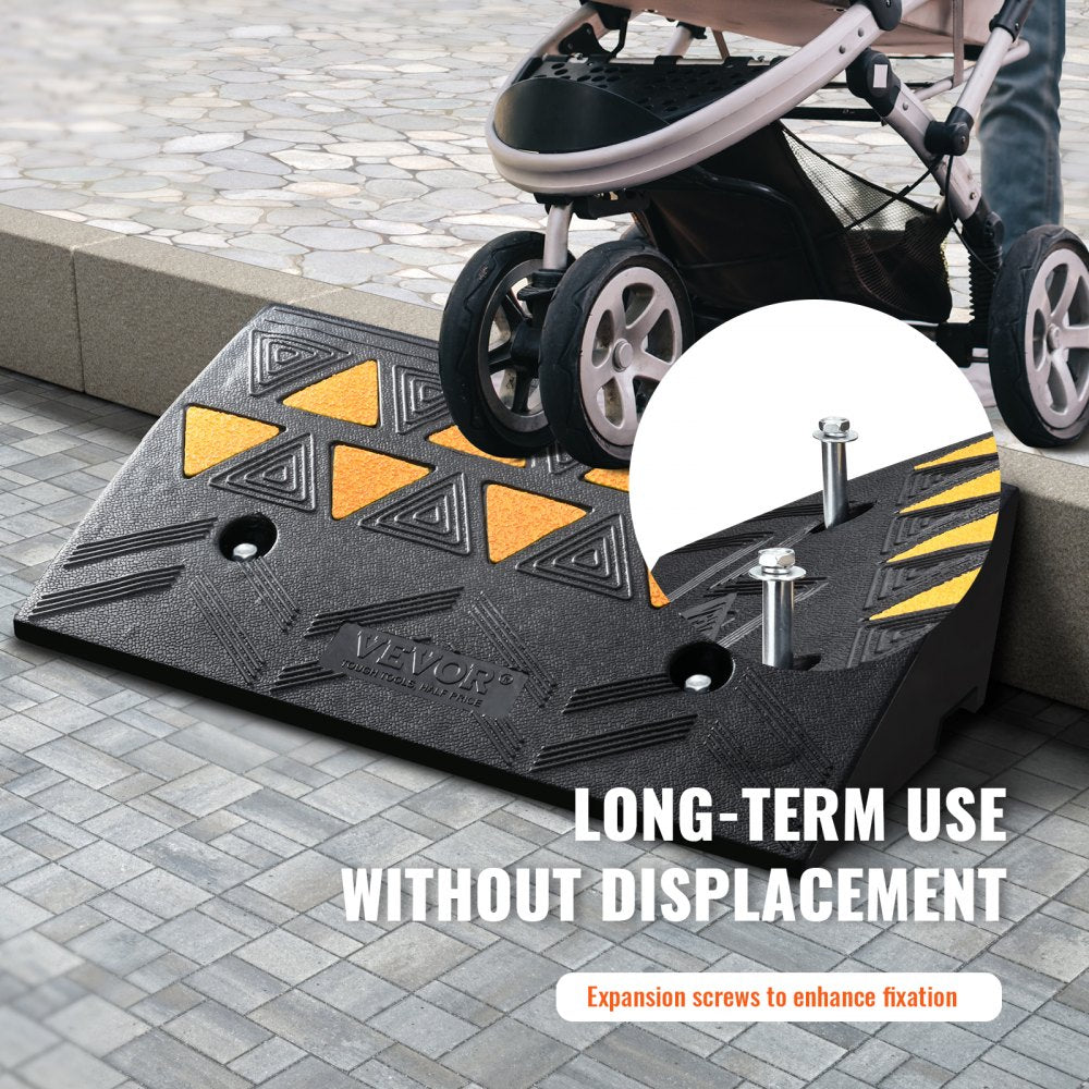 S001 - Heavy-Duty Rubber Curb Ramp for Trucks and Wheelchairs, 4.25" Rise