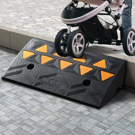 S001 - Heavy-Duty Rubber Curb Ramp for Trucks and Wheelchairs, 4.25" Rise