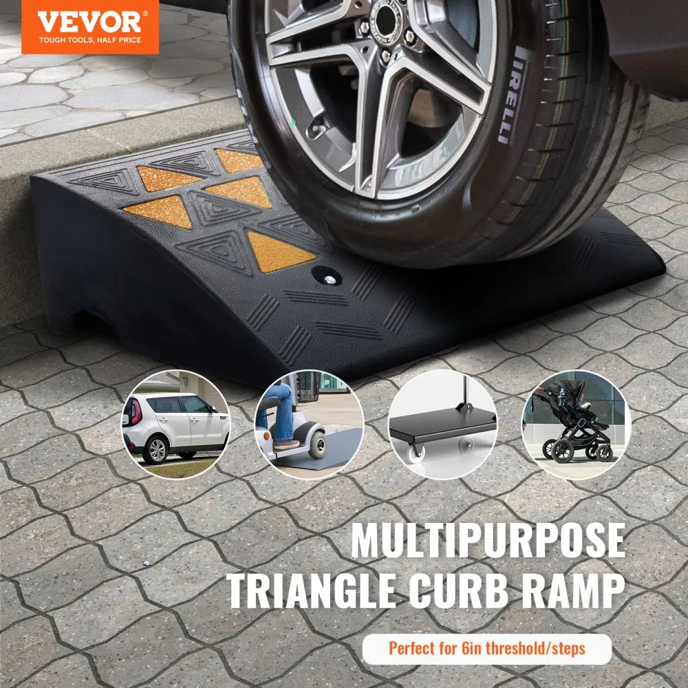 S001 - Heavy-Duty Rubber Curb Ramp for Vehicles and Wheelchairs