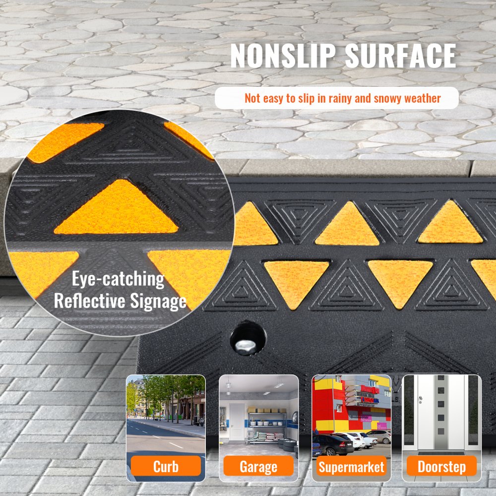 S001 - Heavy-Duty Rubber Curb Ramp, 4.3" Rise, 33,069 lbs Capacity