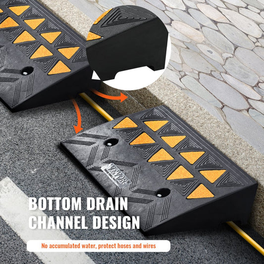 S001 - Heavy-Duty Rubber Curb Ramp, 4.3" Rise, 33,069 lbs Capacity