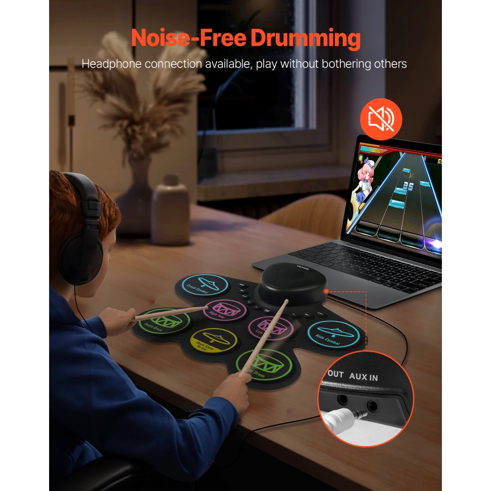 WG2 - 7-Pad Electric Drum Set for Kids with Headphone Jack