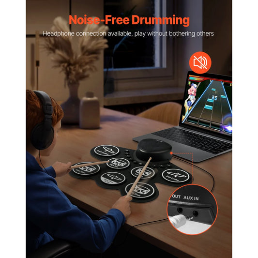WG2 - 7-Pad Kids Electronic Drum Set with Headphone Jack & Built-in Speaker
