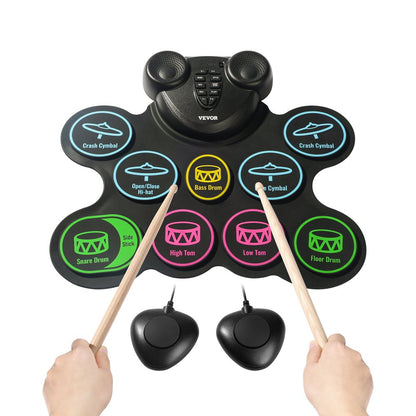 WGS630 - Kids' Portable 9-Pad Drum Set with Rechargeable Battery