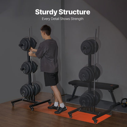 YFRK-B34 - 1000 lbs Weight Plate Rack with Wheels, Compact Design