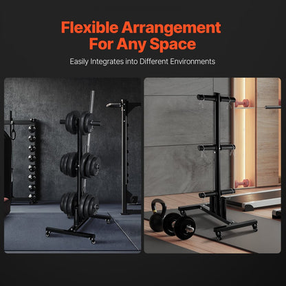 YFRK-B34 - 1000 lbs Weight Plate Rack with Wheels, Compact Design