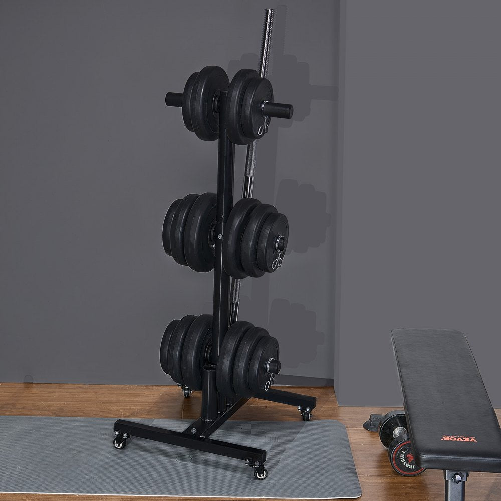 YFRK-B34 - 1000 lbs Weight Plate Rack with Wheels, Compact Design
